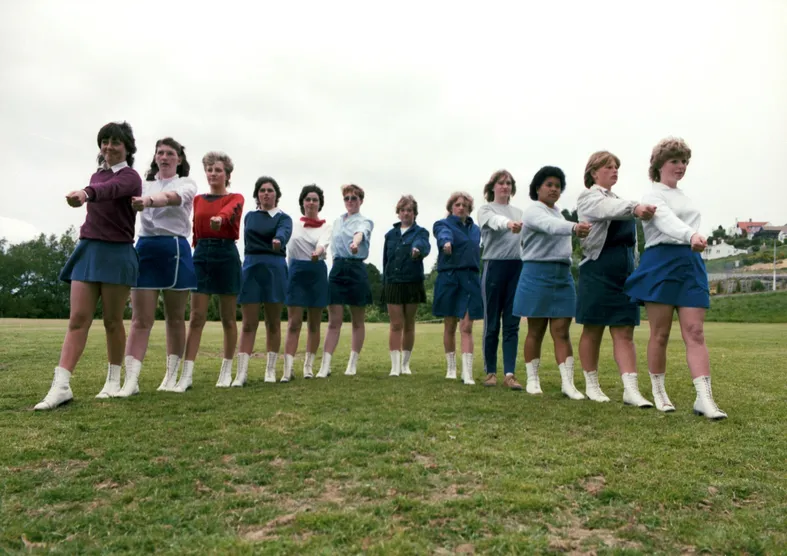Photo of marching girls from 1982