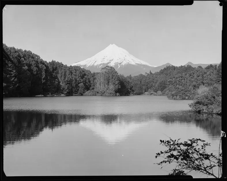 View of Mt. Taranaki from Lake Mangamahoe