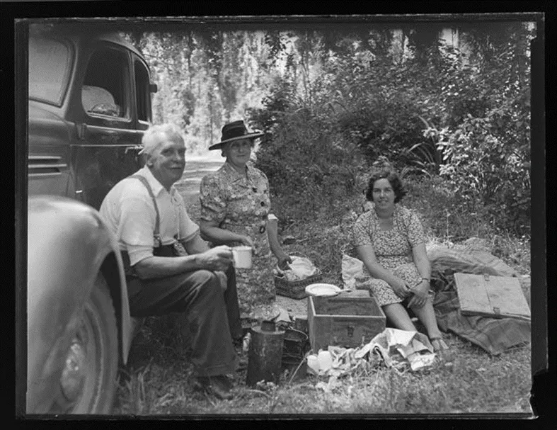 Family having a car picnic with a thermette